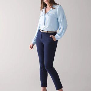 Cotton Blend Straight Leg Navy Pants - size 12